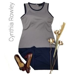 Cynthia Rowley Anthropologie Grey Blue Color Block Dress L